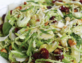 Shaved Brussel Sprouts with Nuts and Cranberries